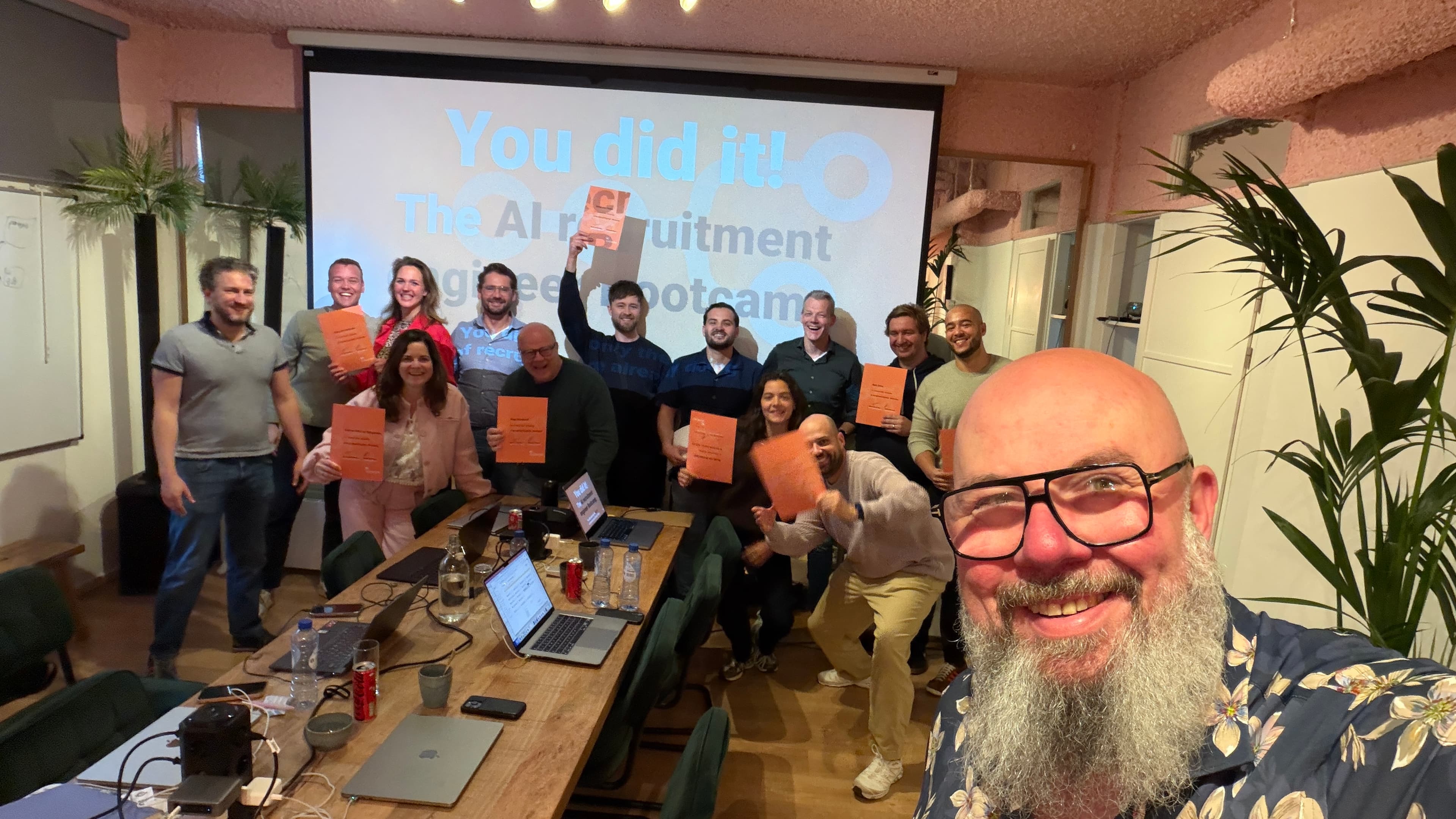 Second bootcamp cohort celebrating with their AI Recruitment Engineer certificates